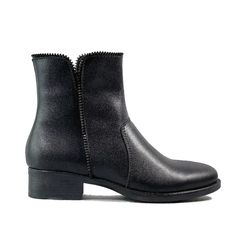 Women's mustard yellow stiletto heel pumps for a trendy pop of color'Amelie' vegan-leather ankle boot by Zette Shoes - black Women's mustard yellow stiletto heel pumps for a trendy pop of color'Amelie' vegan-leather ankle boot by Zette Shoes - black