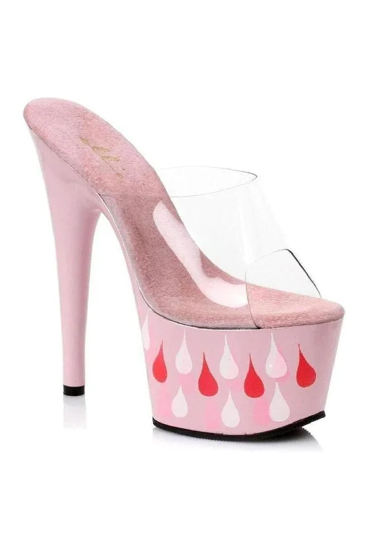 Women's Strap - Up Heeled Sandals with Rhinestone - Encrusted Strap in Purple for a Luxurious and Statement - Making Pair709-TEARDROP Platform Slide | Clear Vinyl Women's Strap - Up Heeled Sandals with Rhinestone - Encrusted Strap in Purple for a Luxurious and Statement - Making Pair709-TEARDROP Platform Slide | Clear Vinyl