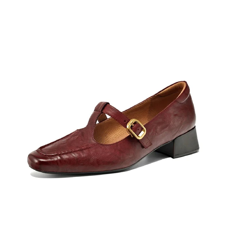 Women's business meeting stiletto heel pumps with a professional lookTinaCus Genuine Leather Women's Handmade Square Toe Buckle Block Heel T-Strap Pumps Women's business meeting stiletto heel pumps with a professional lookTinaCus Genuine Leather Women's Handmade Square Toe Buckle Block Heel T-Strap Pumps
