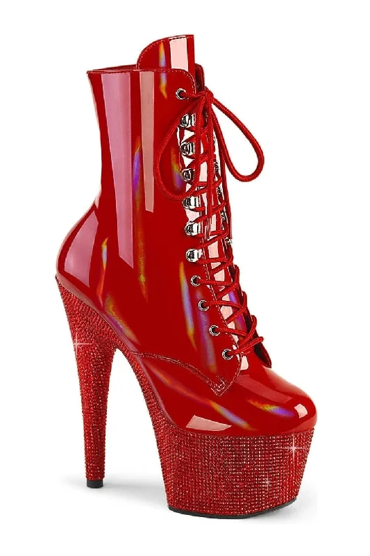 women's ankle boots for rainy weatherBEJEWELED-1020-7 Red Patent Ankle Boot