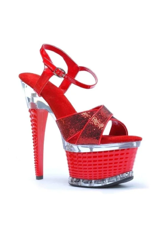 Women's Strappy Heeled Sandals with Ankle Strap in Nude for a Chic and Versatile Look649-DISCO Platform Sandal | Red Glitter Women's Strappy Heeled Sandals with Ankle Strap in Nude for a Chic and Versatile Look649-DISCO Platform Sandal | Red Glitter