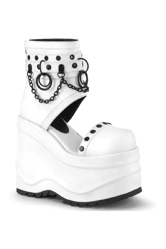 women's ankle boots with studsWAVE-22 Ankle Boot | White Faux Leather
