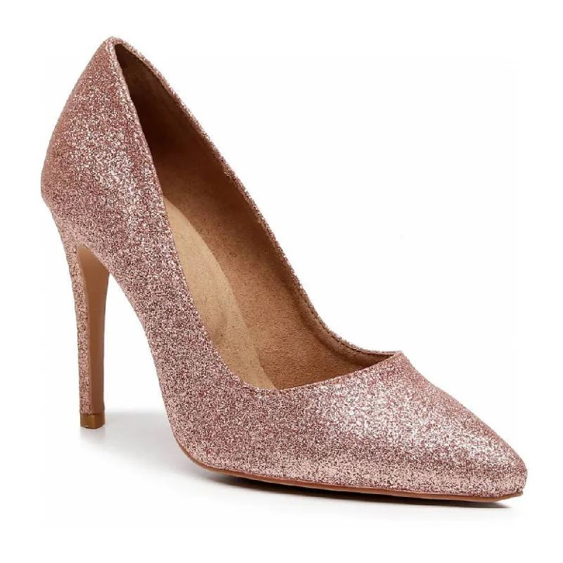 Women's genuine leather stiletto heel pumps with a soft finishAdira - Rose Gold Glitter - Street Sole Women's genuine leather stiletto heel pumps with a soft finishAdira - Rose Gold Glitter - Street Sole