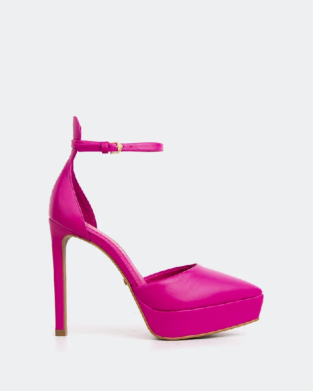Women's studded stiletto heel pumps for an edgy lookCharmed Fuchsia Leather