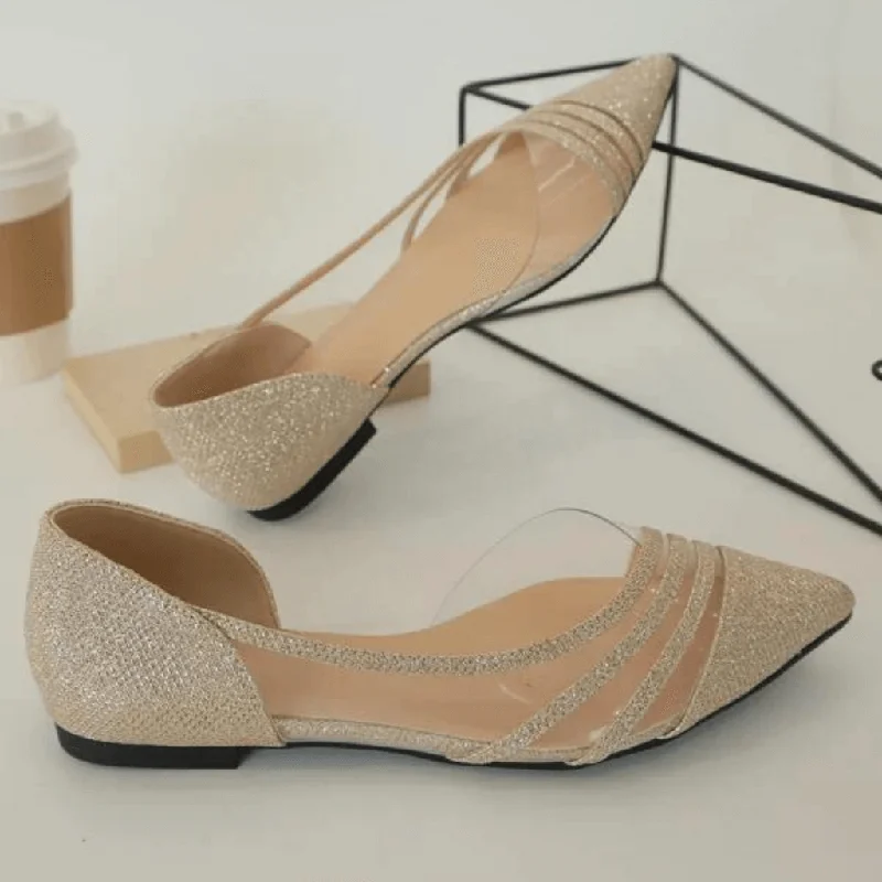 Women's platform stiletto heel pumps with a chunky soleClear Glitter Pointed Mule