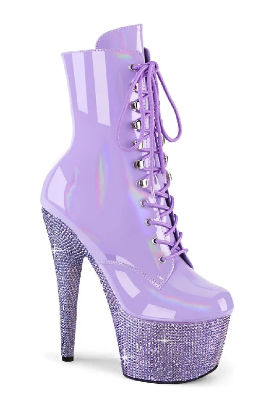 women's ankle boots with hidden wedgeBEJEWELED-1020-7 Purple Patent Ankle Boot