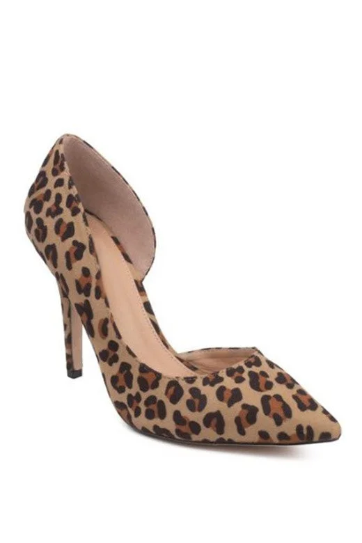 Women's cork - sole stiletto heel pumps for a natural touchFrancesca Leopard Heels