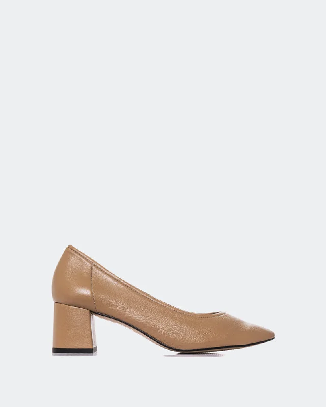Women's holiday party stiletto heel pumps with a festive touchLisbeth Camel Leather Women's holiday party stiletto heel pumps with a festive touchLisbeth Camel Leather