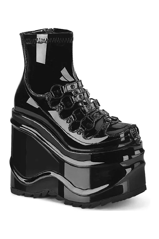 women's ankle boots with snakeskin printWAVE-110 Ankle Boot | Black Patent