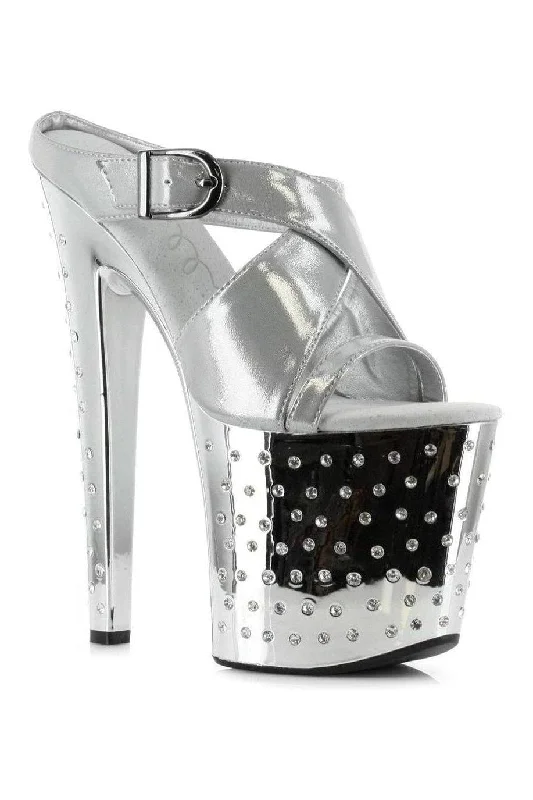 Plus Size Women's Peep - Toe Heeled Sandals with Block Heel in Navy for a Classic and Versatile Office - Appropriate Pair821-SANDRA Platform Sandal | Silver Patent Plus Size Women's Peep - Toe Heeled Sandals with Block Heel in Navy for a Classic and Versatile Office - Appropriate Pair821-SANDRA Platform Sandal | Silver Patent