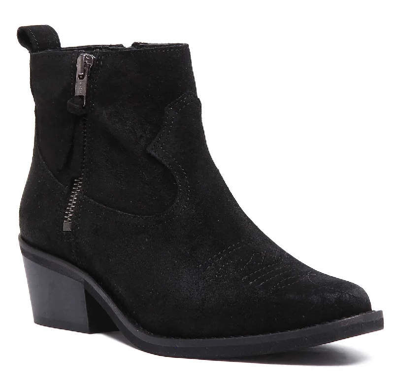 women's ankle boots with velvetJustin Reess England Cassidy In Black