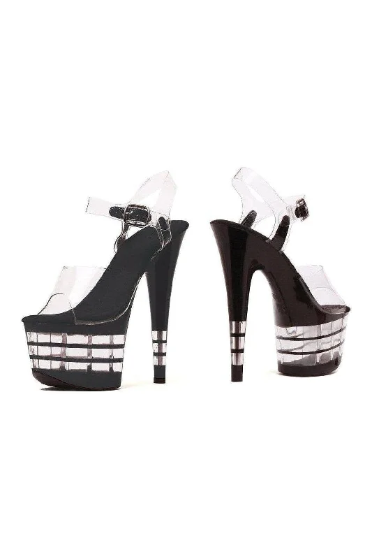 Women's Embroidered Heeled Sandals with Wedge Heel and Open Back in Cream for a Bohemian and Relaxed Summer Outfit709-STACK Platform Sandal | Clear Vinyl Women's Embroidered Heeled Sandals with Wedge Heel and Open Back in Cream for a Bohemian and Relaxed Summer Outfit709-STACK Platform Sandal | Clear Vinyl