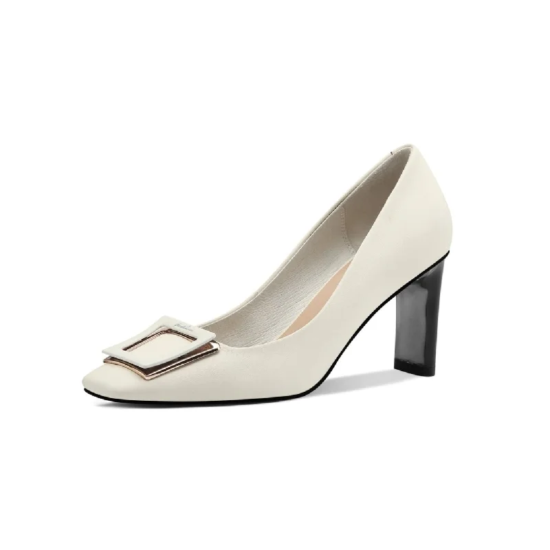 Women's pointed - toe slingback stiletto heel pumps in a peep - toe designTinaCus Women's Genuine Leather Handmade Square Toe Mid Chunky Heels Stylish Pumps Shoes with Buckle Décor Women's pointed - toe slingback stiletto heel pumps in a peep - toe designTinaCus Women's Genuine Leather Handmade Square Toe Mid Chunky Heels Stylish Pumps Shoes with Buckle Décor