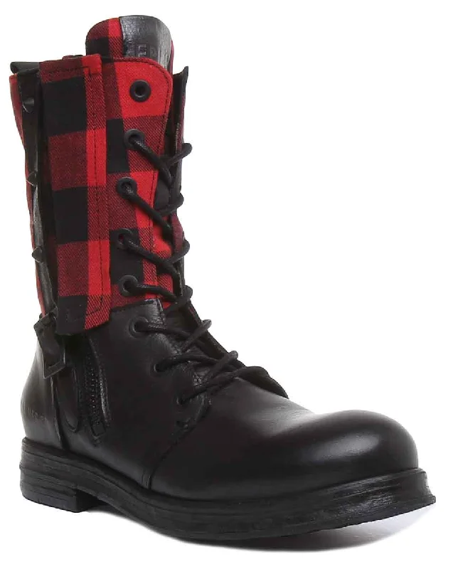 women's ankle boots with studsReplay Welkom In Black Red For Ladies