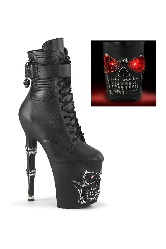 women's platform ankle bootsRAPTURE-1020STR-LT Ankle Boot | Black Faux Leather