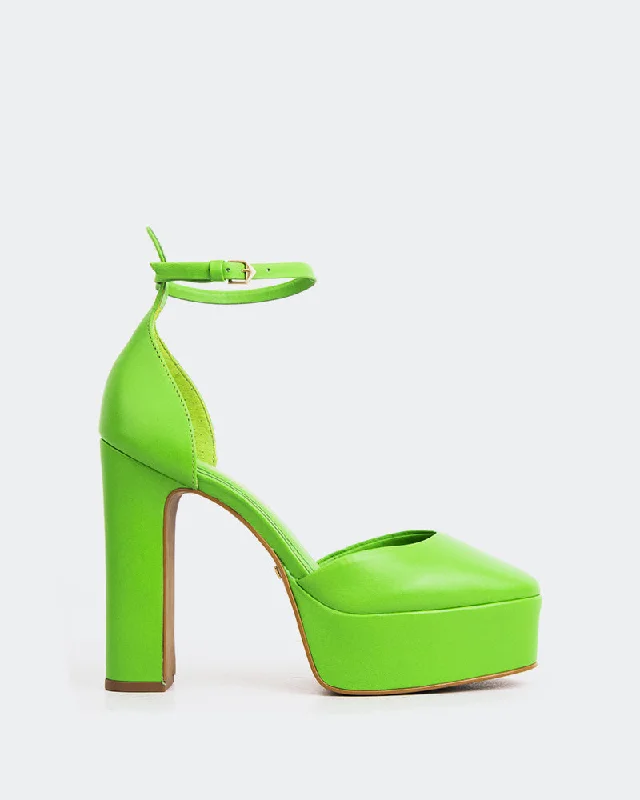Women's strappy open - toe stiletto heel pumps with rhinestonesCalifornia Green Leather Women's strappy open - toe stiletto heel pumps with rhinestonesCalifornia Green Leather