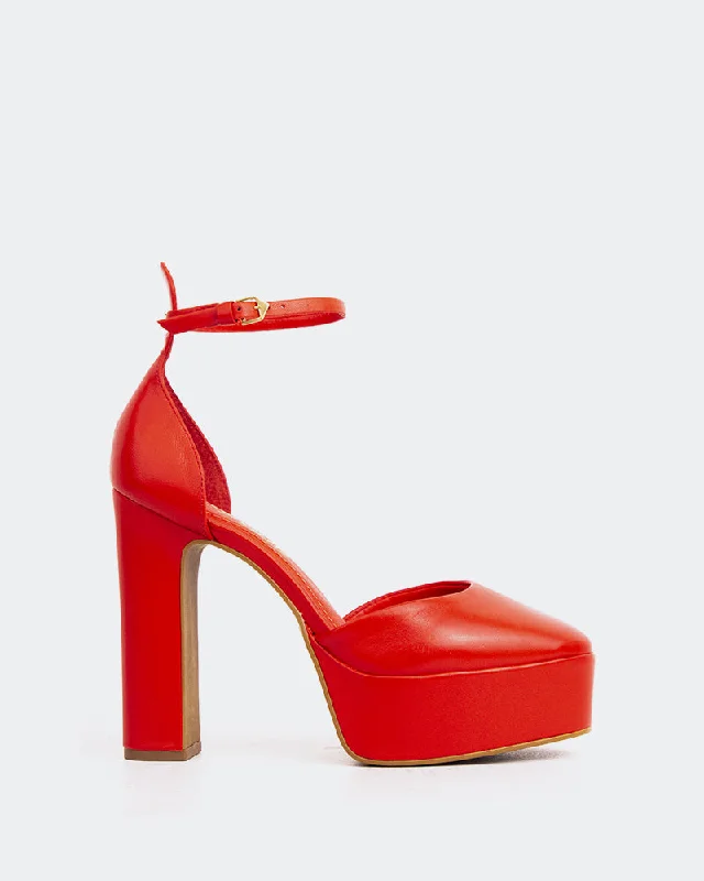 Women's adjustable - strap stiletto heel pumps for a customizable fitCalifornia Red Leather Women's adjustable - strap stiletto heel pumps for a customizable fitCalifornia Red Leather