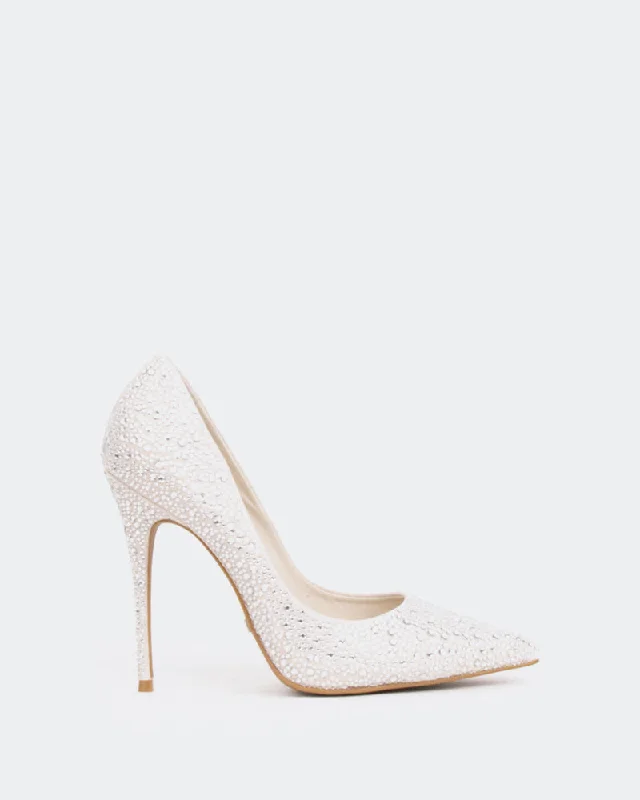 Women's ruffled stiletto heel pumps for a romantic styleHilton, Off White Suede/Suède Blanc Cassé Women's ruffled stiletto heel pumps for a romantic styleHilton, Off White Suede/Suède Blanc Cassé