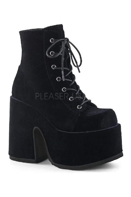 women's ankle boots for dancingCAMEL-203 Demonia Ankle Boot | Black Velvet