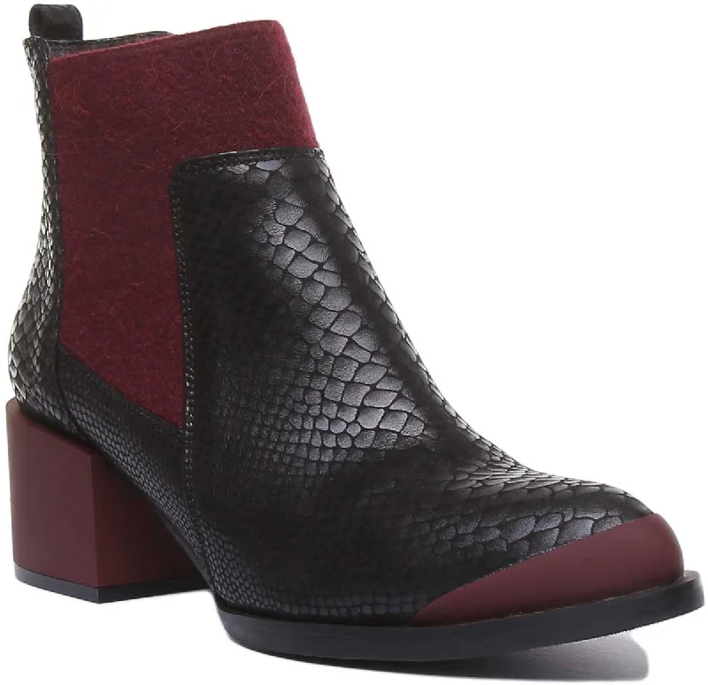 women's ankle boots with kitten heelsJustin Reess England Heather In Black Red