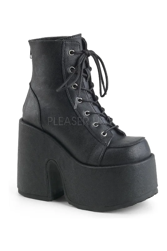 women's chelsea ankle bootsCAMEL-203 Demonia Ankle Boot | Black Faux Leather