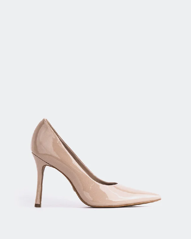 Women's ankle - strap stiletto heel pumps with a cut - out detailMoraya Nude Patent Women's ankle - strap stiletto heel pumps with a cut - out detailMoraya Nude Patent