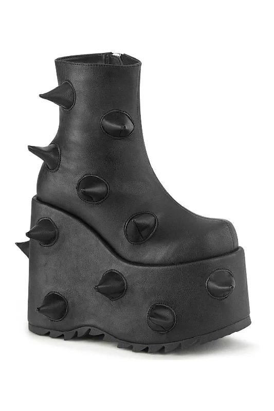 women's ankle boots with bucklesSLAY-77 Ankle Boot | Black Faux Leather