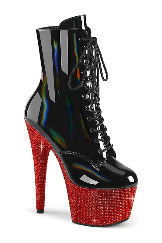 women's ankle boots for casual wearBEJEWELED-1020-7 Black Patent Ankle Boot