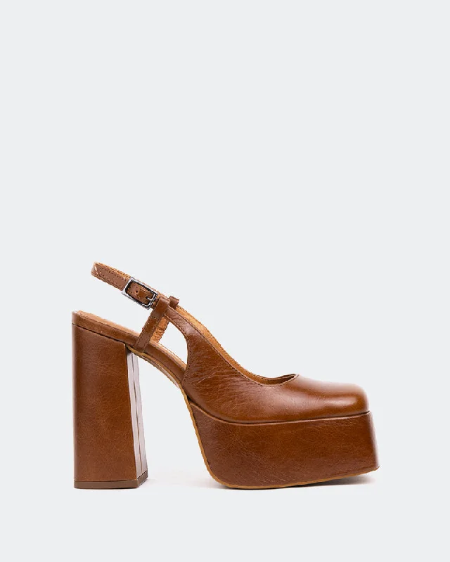Women's hot pink stiletto heel pumps for a fun night outCave, Tan Leather/Cuir Ocre