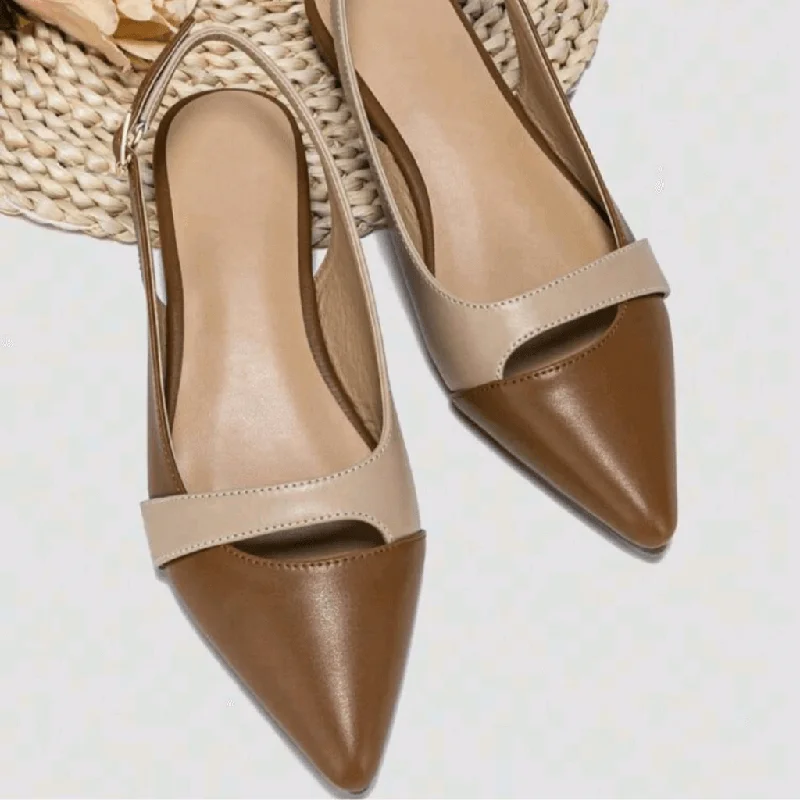 Women's date - night stiletto heel pumps with a sexy silhouetteTwo Tone Pointed Slingback Flats Women's date - night stiletto heel pumps with a sexy silhouetteTwo Tone Pointed Slingback Flats