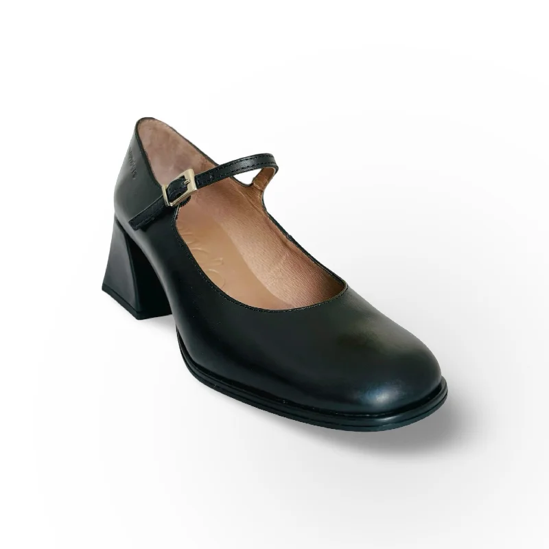 Women's wide - width stiletto heel pumps for a comfortable fitH5711 Black Leather Maryjane Pump Women's wide - width stiletto heel pumps for a comfortable fitH5711 Black Leather Maryjane Pump