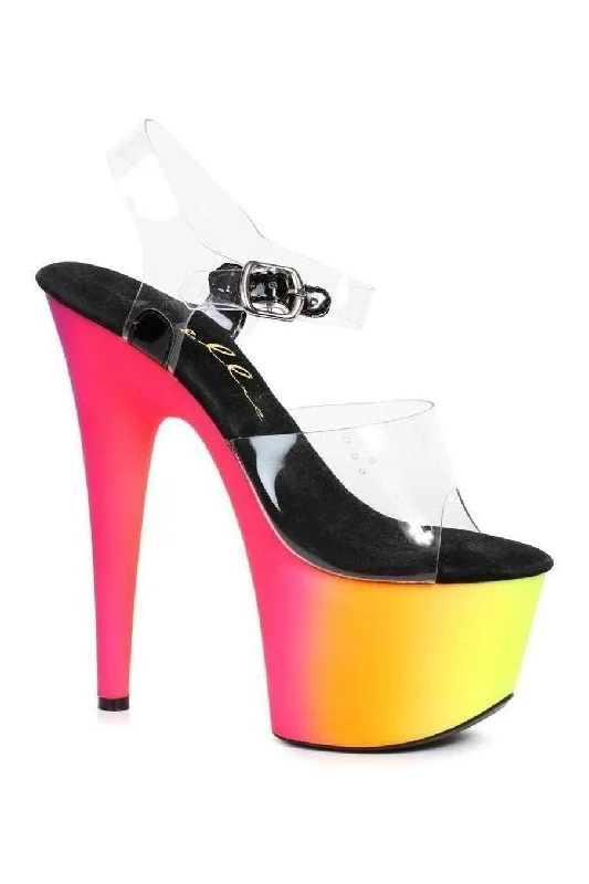 Plus Size Women's Wedge Heeled Sandals with Cork Sole in Beige for Added Comfort and Style709-RAINBOW Platform Sandal | Clear Vinyl Plus Size Women's Wedge Heeled Sandals with Cork Sole in Beige for Added Comfort and Style709-RAINBOW Platform Sandal | Clear Vinyl