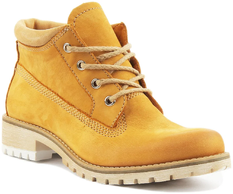 women's combat ankle bootsJustin Reess England Stella In Mustard