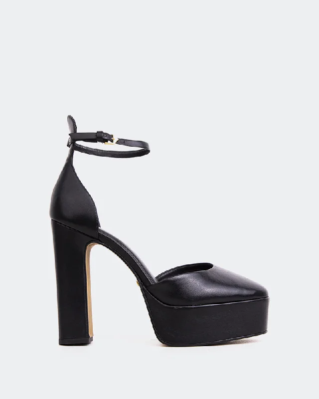 Women's ruffled stiletto heel pumps for a romantic styleCalifornia Black Leather