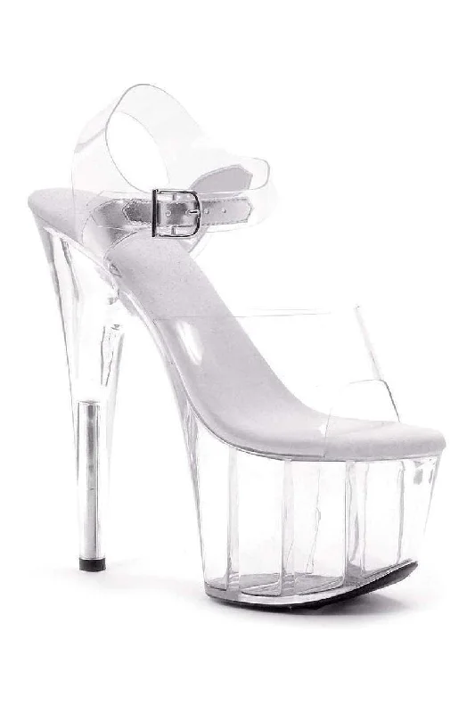 Women's Animal Print Heeled Sandals with High Heel and Open Back in Leopard for a Bold and Fashion - Forward Statement709-BROOK Platform Sandal | Clear Vinyl Women's Animal Print Heeled Sandals with High Heel and Open Back in Leopard for a Bold and Fashion - Forward Statement709-BROOK Platform Sandal | Clear Vinyl