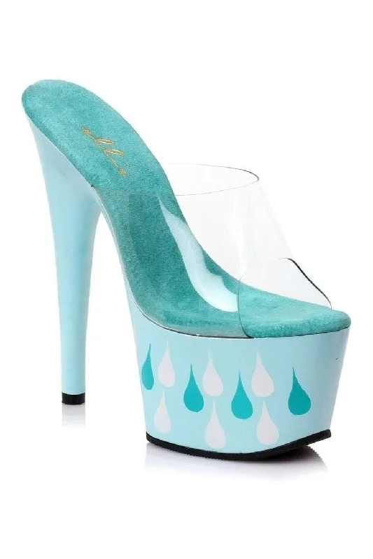 Plus Size Women's Chunky Heeled Sandals with T - Strap in Olive Green for a Practical and Fashionable Option709-TEARDROP Platform Slide | Clear Vinyl Plus Size Women's Chunky Heeled Sandals with T - Strap in Olive Green for a Practical and Fashionable Option709-TEARDROP Platform Slide | Clear Vinyl