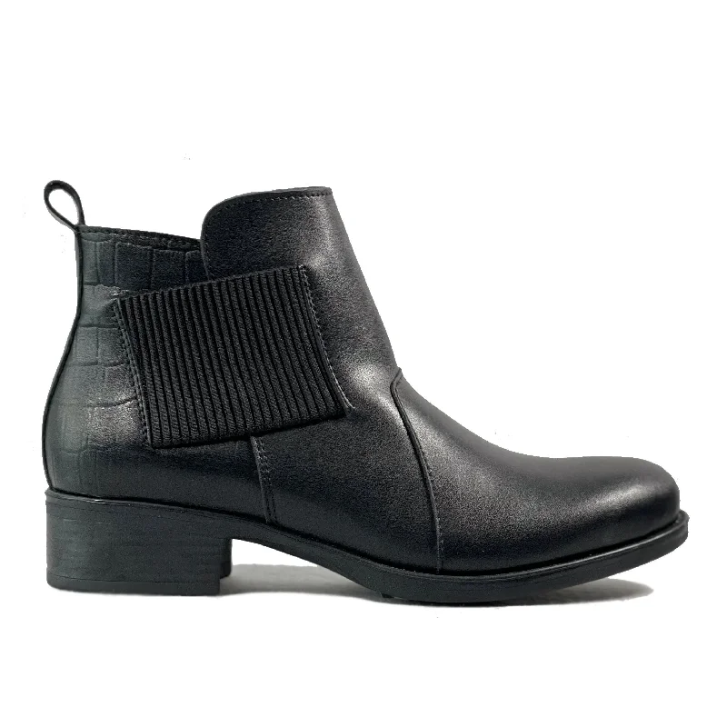 Women's genuine leather stiletto heel pumps with a soft finish'Sophie' vegan-leather Chelsea bootie by Zette Shoes - black Women's genuine leather stiletto heel pumps with a soft finish'Sophie' vegan-leather Chelsea bootie by Zette Shoes - black