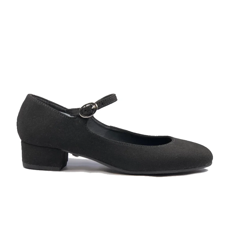 Women's breathable stiletto heel pumps for warm weather'Gracie' Mary-Jane vegan Low-Heels by Zette Shoes - Black Suede Women's breathable stiletto heel pumps for warm weather'Gracie' Mary-Jane vegan Low-Heels by Zette Shoes - Black Suede