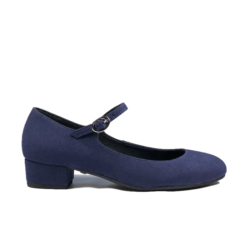 Women's charcoal gray stiletto heel pumps for a neutral yet stylish option'Gracie' Mary-Jane Vegan Low-Heels by Zette Shoes - Navy Suede Women's charcoal gray stiletto heel pumps for a neutral yet stylish option'Gracie' Mary-Jane Vegan Low-Heels by Zette Shoes - Navy Suede