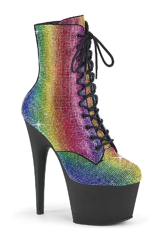 women's ankle boots with bow detailsADORE-1020RS Rainbow Faux Suede Ankle Boot