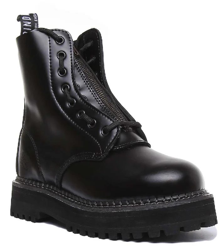 women's ankle boots for rainy weatherGrinders Zip & Lace In Black