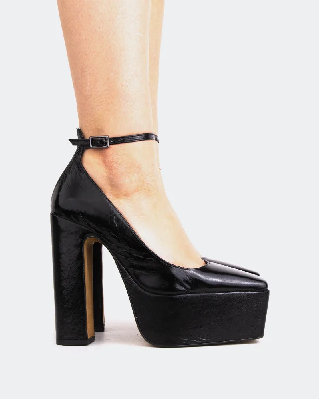 Women's date - night stiletto heel pumps with a sexy silhouetteLacey Black Leather Women's date - night stiletto heel pumps with a sexy silhouetteLacey Black Leather
