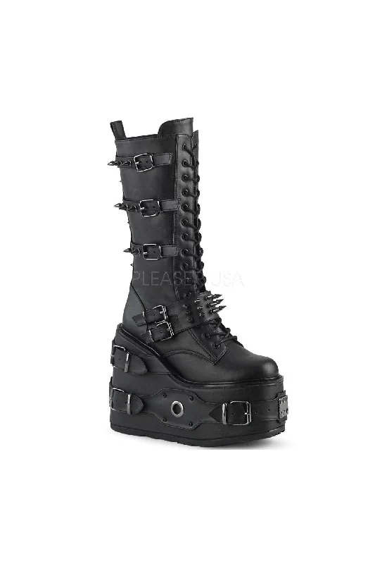 women's ankle boots with perforationsSWING-327 Demonia Ankle Boot | Black Faux Leather women's ankle boots with perforationsSWING-327 Demonia Ankle Boot | Black Faux Leather