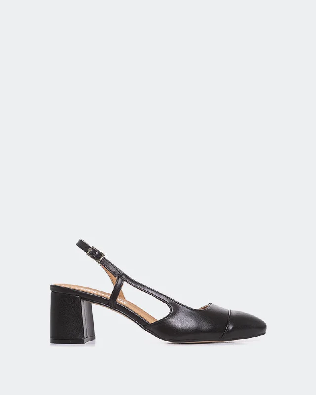 Women's non - slip stiletto heel pumps for safety on slippery floorsParis Black Leather Women's non - slip stiletto heel pumps for safety on slippery floorsParis Black Leather