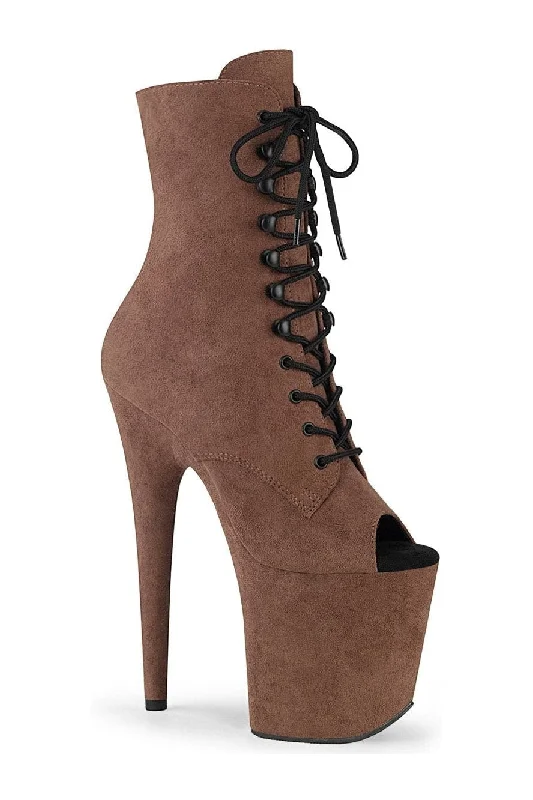 women's ankle boots with chunky heelsFLAMINGO-1021FS Ankle Boot | Brown Faux Suede