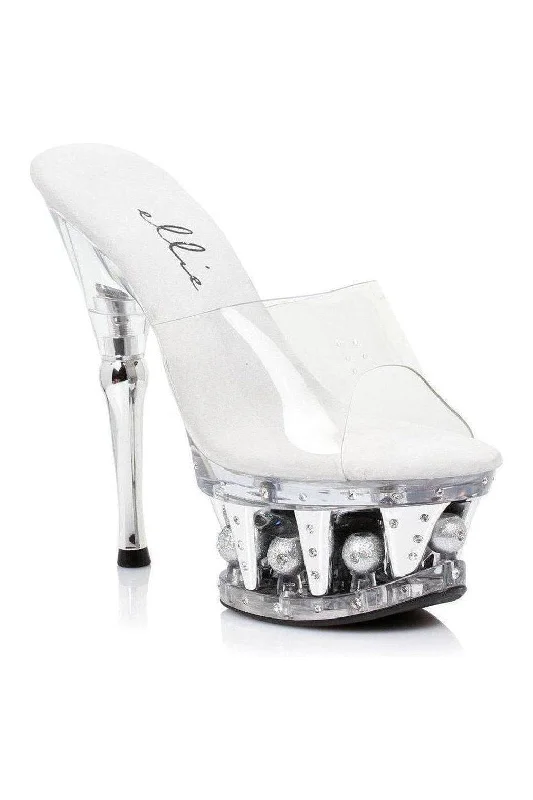 Plus Size Women's Rhinestone - Embellished Heeled Sandals in Silver for a Glamorous Party Outfit629-VANITY Platform Sandal | Clear Vinyl Plus Size Women's Rhinestone - Embellished Heeled Sandals in Silver for a Glamorous Party Outfit629-VANITY Platform Sandal | Clear Vinyl