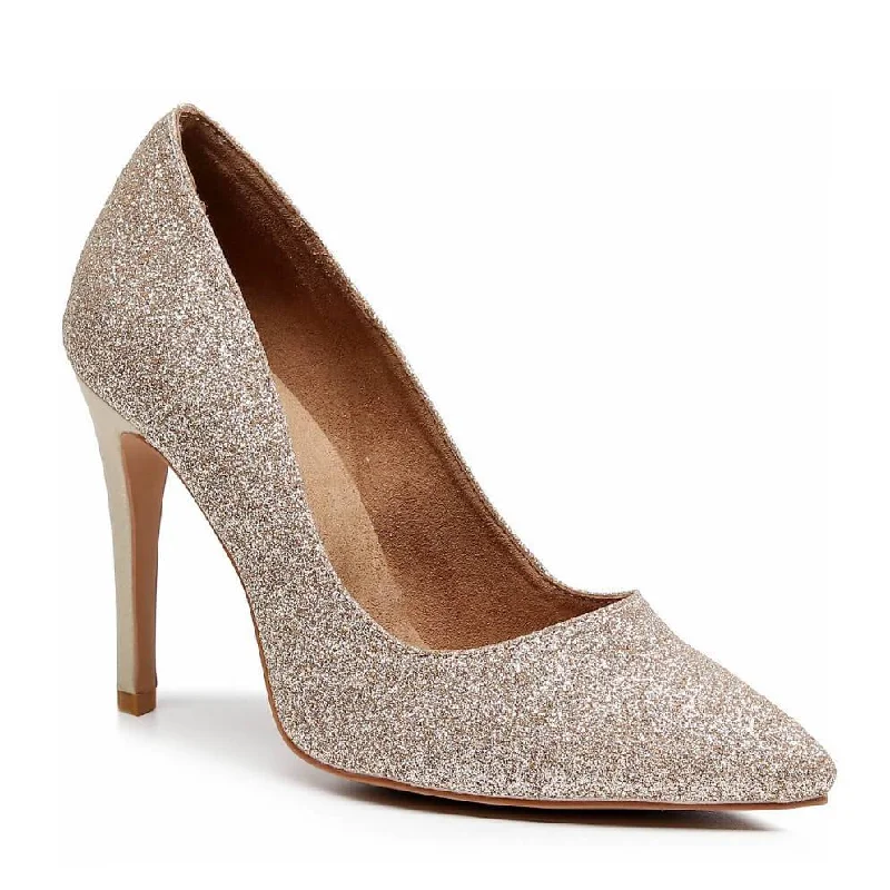 Women's water - resistant stiletto heel pumps for unexpected situationsAdirana - Gold Glitter Vegan Leather - Street Sole Women's water - resistant stiletto heel pumps for unexpected situationsAdirana - Gold Glitter Vegan Leather - Street Sole