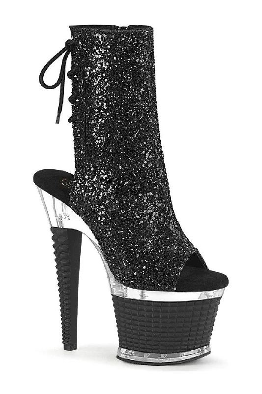 women's ankle boots with cutoutsSPECTATOR-1018G Ankle Boot | Black Glitter