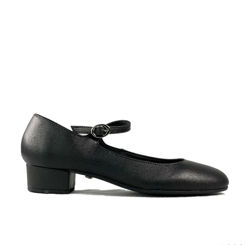 Women's bronze stiletto heel pumps for a warm and metallic look'Gracie' Mary-Jane vegan leather Low-Heels by Zette Shoes - Black Women's bronze stiletto heel pumps for a warm and metallic look'Gracie' Mary-Jane vegan leather Low-Heels by Zette Shoes - Black