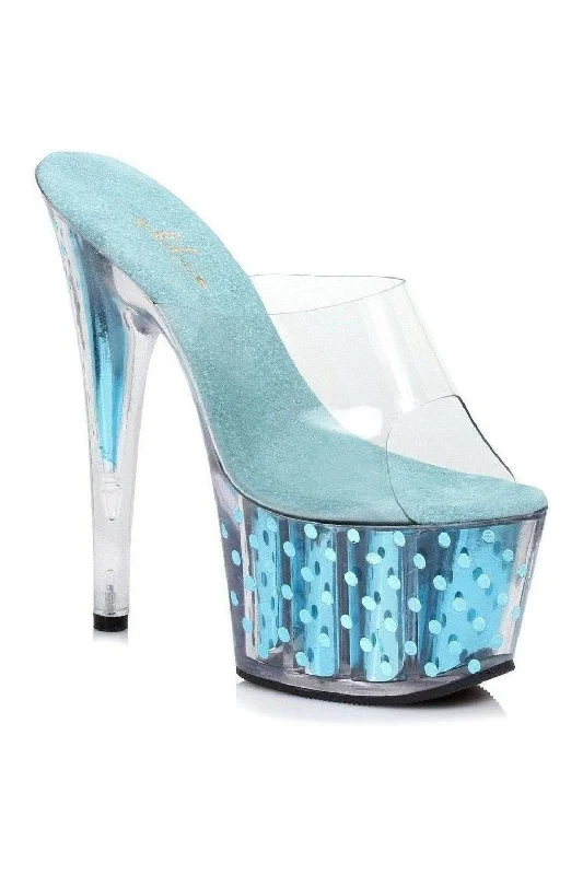 Women's Snake Print Heeled Sandals with Platform and Open Toe in Black and Gold for a Sexy and Trendy Vibe709-BRIELLE Platform Slide  | Clear Vinyl